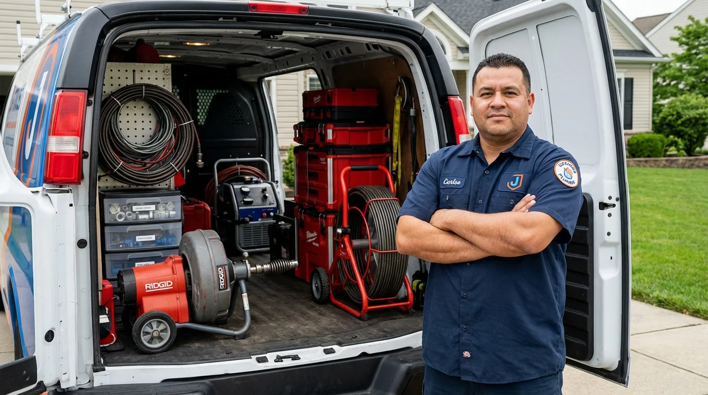 Professional drain cleaning equipment and Johns Plumbing LLC plumber in Creston