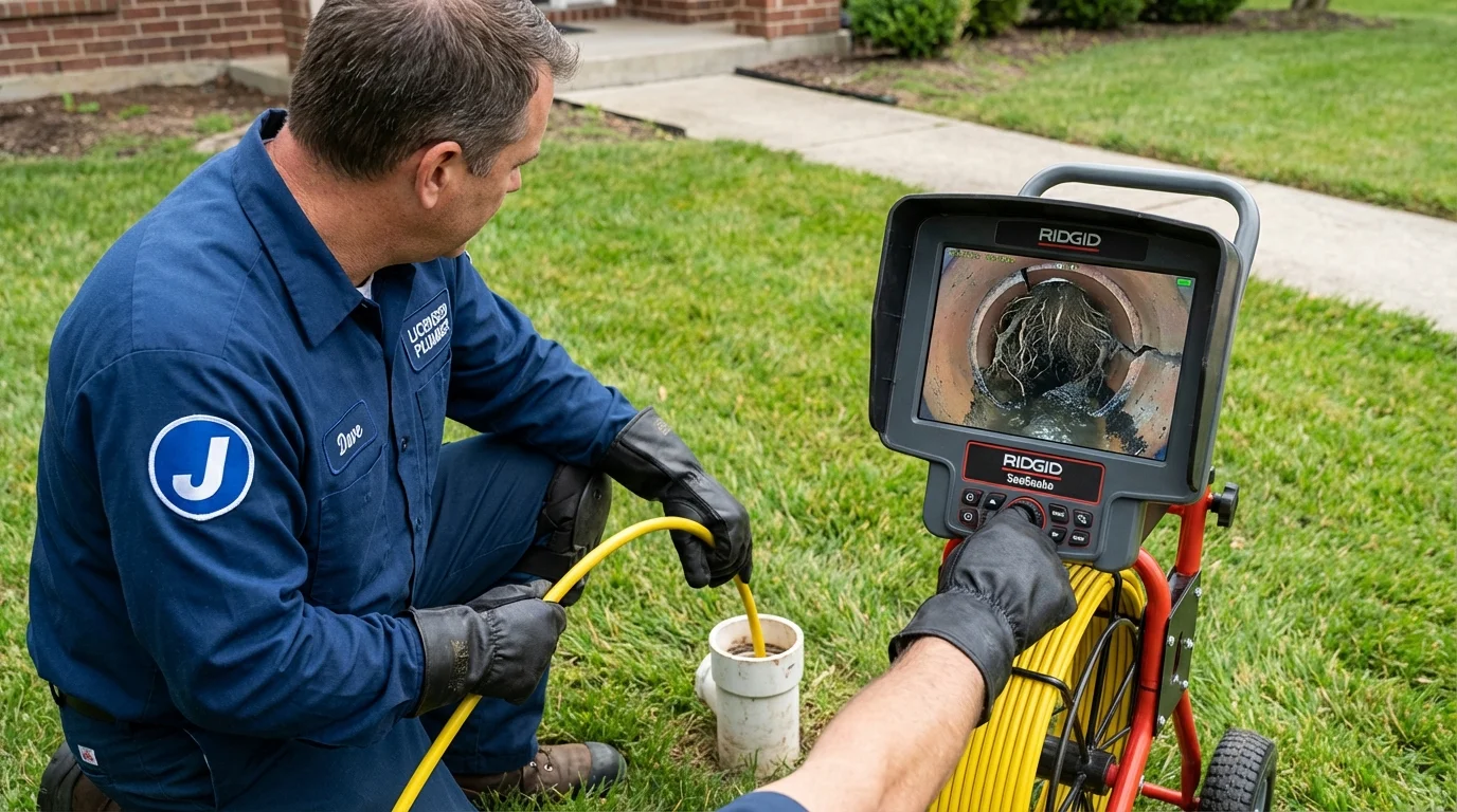 Sewer camera inspection being performed by Johns Plumbing LLC in Creston