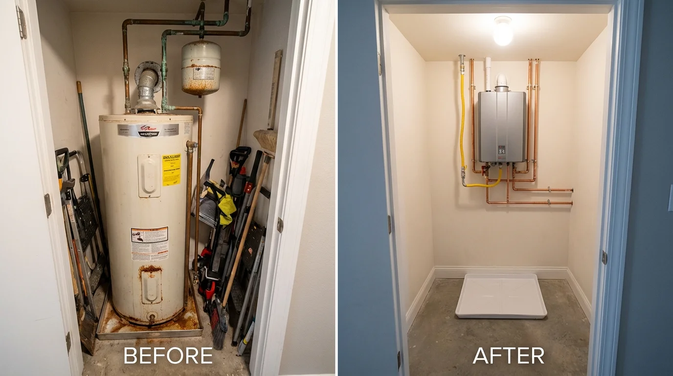 Tank water heater versus wall-mounted tankless unit comparison for Creston, OH homeowners